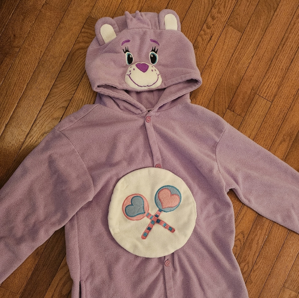Charming Purple Hooded Onesie with Bear Design